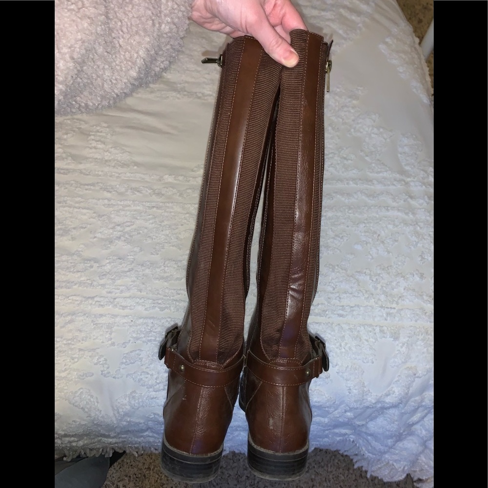 Tall Knee Length Brown Boots - Picture 3 of 4